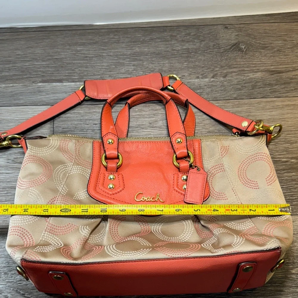 Coach Coral and Tan Satchel - Picture 11 of 14